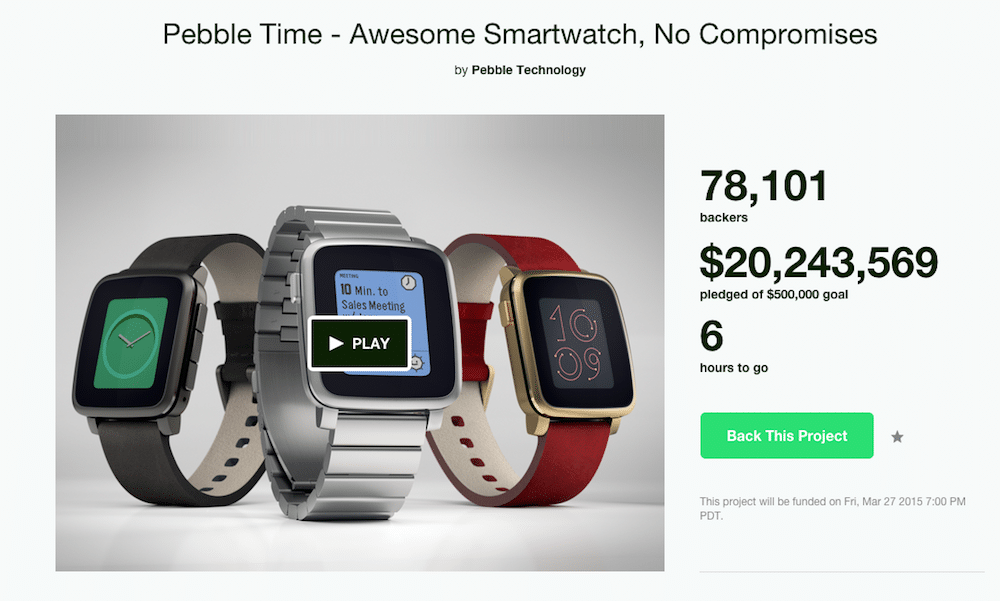 Pebble Time Kickstarter Campaign