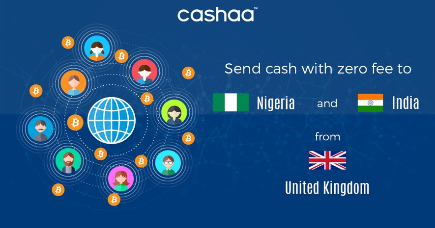 cashaa send money blockchain